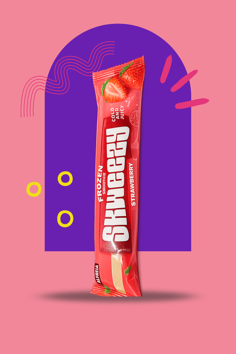 Zemeņu saldētais Skweezy smūtijs